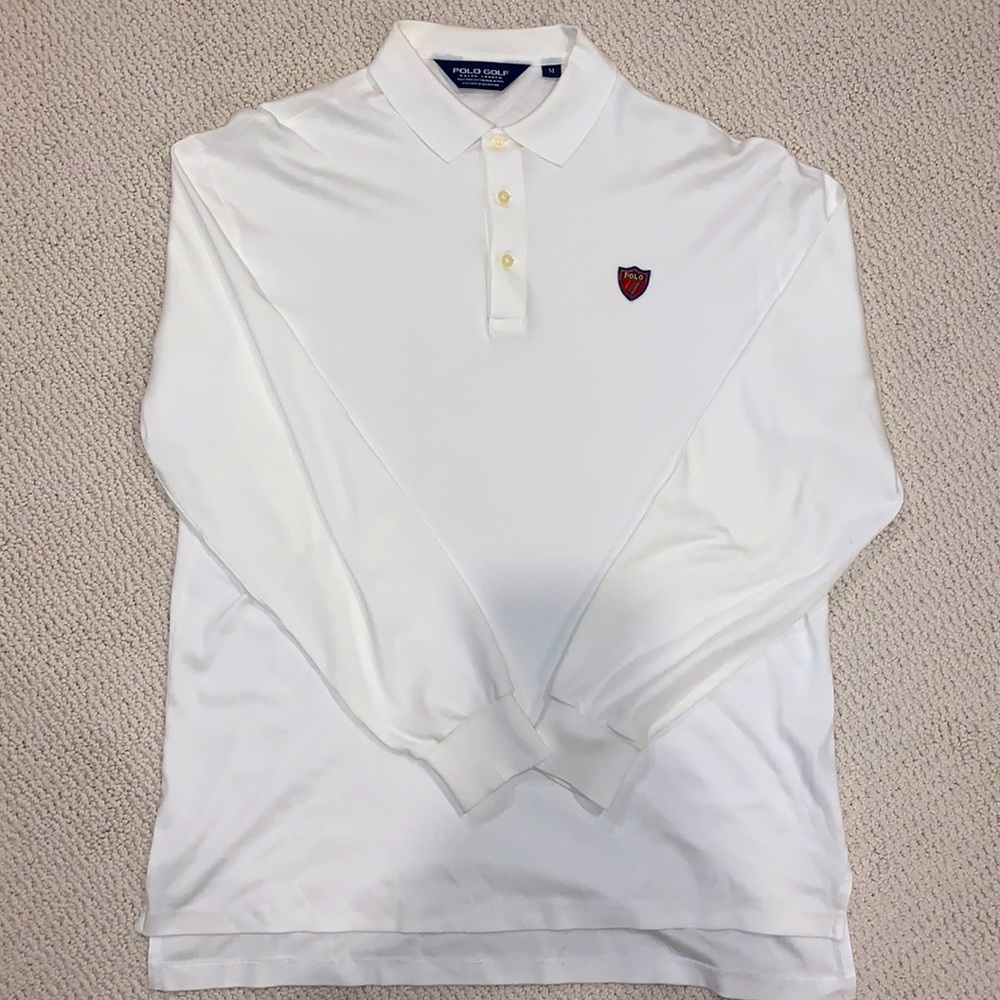 POLO GOLF Long Sleeve Polo (White, M)